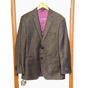 Joseph Abboud Wool Plaid Suit Jacket With Purple DetailSize 40R